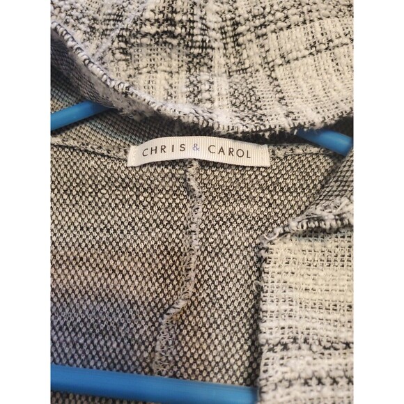 Womens Plaid Cardigan Small Lightweight Gray Hooded 1/2 Sleeve Boho - Picture 9 of 13